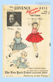 1950s Vintage Advance Sewing Pattern 6313 Darling Toddler Girls Dress
