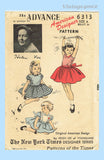 1950s Vintage Advance Sewing Pattern 6313 Darling Toddler Girls Dress