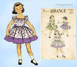 1950s Vintage Advance Sewing Pattern 7054 Darling Toddler Girls Dress Sz 3