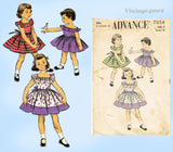 1950s Vintage Advance Sewing Pattern 7054 Darling Toddler Girls Dress Sz 3