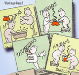 1950s VTG Aunt Martha's Embroidery Transfer 126 Chubby Bear DOW Tea Towels Uncut