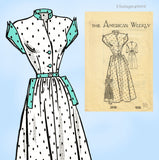 1940s Vintage American Weekly Sewing Pattern 3800 Simple Misses Dress Sz 34 Bust