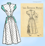 1940s Vintage American Weekly Sewing Pattern 3800 Simple Misses Dress Sz 34 Bust