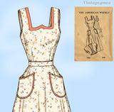 American Weekly 3860: 1950s Uncut Misses Sun Dress Sz 36 B Vintage Sewing Pattern