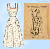 American Weekly 3860: 1950s Uncut Misses Sun Dress Sz 36 B Vintage Sewing Pattern