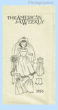 1940s Vintage American Weekly Sewing Pattern 3886 Uncut 16in Bridal Doll Clothes Set