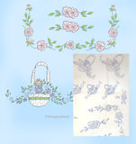 1920s Betty Burton 1541 Flower Baskets Floral Motifs  Uncut Embroidery Transfer
