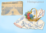 1930s Vintage Betty Burton Embroidery Transfer 1580 Uncut Floral Basket Pcases