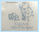 1930s Vintage Betty Burton Embroidery Transfer 1748 FF Comic Pigs  DOW Tea Towels ORIGINAL