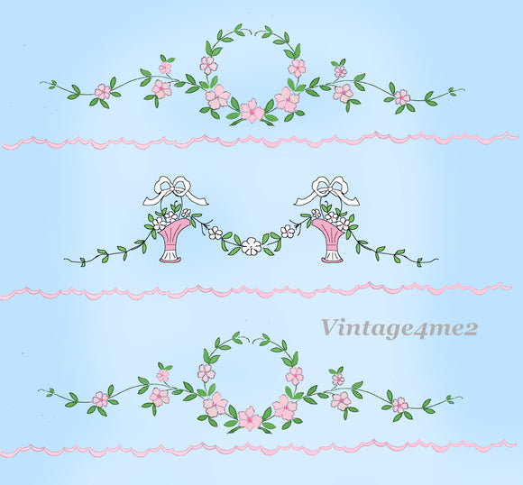 1930s Uncut Betty Burton Pillowcase Embroidery Transfer 1844 Flowers Parrots
