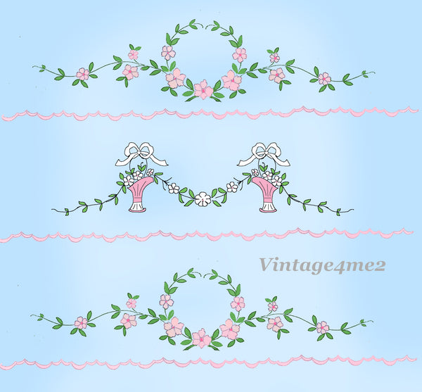 1930s Uncut Betty Burton Pillowcase Embroidery Transfer 1844 Flowers Parrots