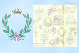 1930s Vintage Betty Burton Embroidery Transfer 1851 Uncut Cottage Wreath