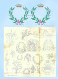 1930s Vintage Betty Burton Embroidery Transfer 1851 Uncut Cottage Wreath