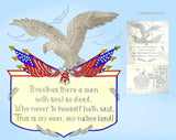 1930s Vintage Betty Burton Embroidery Transfer Uncut Patriotic Eagle Poem
