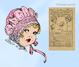 Butterick 4378: 1920s Darling Rare Baby Bonnet Sz 6 Mos Vintage Sewing Pattern