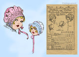 Butterick 4378: 1920s Darling Rare Baby Bonnet Sz 6 Mos Vintage Sewing Pattern