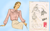 Butterick 1474: 1940s Lovely WWII Misses Blouse Sz 32 B Vintage Sewing Pattern