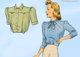 Butterick 1474: 1940s Lovely WWII Misses Blouse Sz 32 B Vintage Sewing Pattern