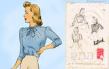 Butterick 1474: 1940s Lovely WWII Misses Blouse Sz 32 B Vintage Sewing Pattern