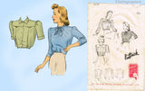 Butterick 1474: 1940s Lovely WWII Misses Blouse Sz 32 B Vintage Sewing Pattern