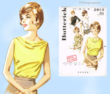 1960s Vintage Butterick Sewing Pattern 2813 Charming Misses Blouse Sz 38 Bust