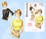 1960s Vintage Butterick Sewing Pattern 2813 Charming Misses Blouse Sz 38 Bust