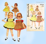 1960s Vintage Butterick Sewing Pattern 3024 Toddler Girls Dress & Smock Size 1