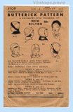 Butterick 4108: 1930 Rare Toddler Girls Cloche Hat Size 2 Vintage Sewing Pattern