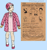 Butterick 4108: 1930 Rare Toddler Girls Cloche Hat Size 2 Vintage Sewing Pattern