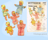 Butterick 4202: 1960s Cute 14 Inch Baby Doll Clothes Set Vintage Sewing Pattern