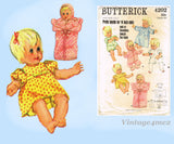 Butterick 4202: 1960s Cute 14 Inch Baby Doll Clothes Set Vintage Sewing Pattern