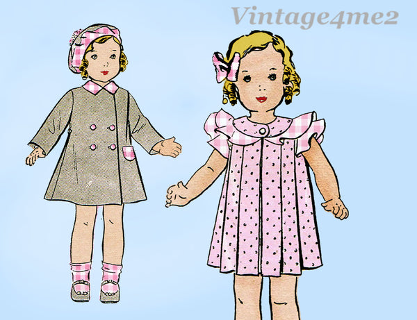 1930s Vintage Butterick Sewing Pattern 446 Cute 24 in Little Girl Doll Clothes Set