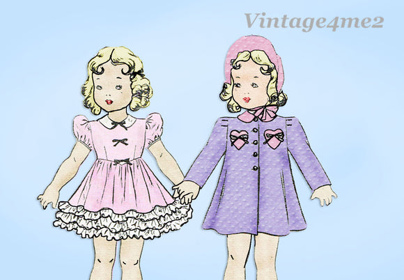 1930s Vintage Butterick Sewing Pattern 452 Cute 24 in Little Girl Doll Clothes Set