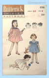 Butterick 5781: 1950s Uncut Smocked Toddler Dress Size 3 Vintage Sewing Pattern
