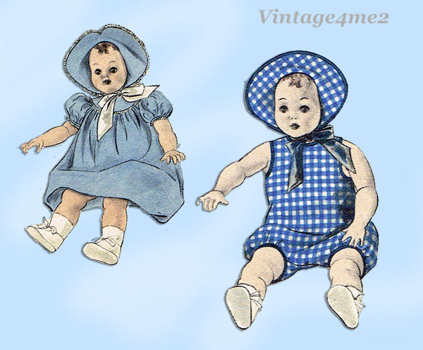 1950s Vintage Butterick Sewing Pattern 6348 Cute 22 Inch Baby Doll Clothes Set