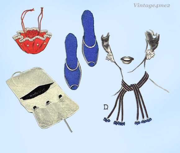 Butterick 6764: 1950s Cute Misses Slippers Travel & Gift Set Vintage Sewing Pattern