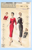 Butterick 7505: 1950s Uncut Misses Slender Dress 32 B Vintage Sewing Pattern