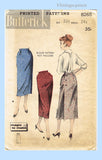 Butterick 8265: 1950s Uncut Misses Pencil Skirt Sz 24.5W Vintage Sewing Pattern