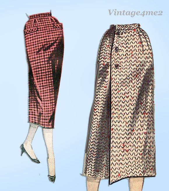 Butterick 8265: 1950s Uncut Misses Pencil Skirt Sz 24.5W Vintage Sewing Pattern