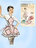 1950s Original Vintage Butterick Pattern 8337 Easy Misses Full Bib Party Apron