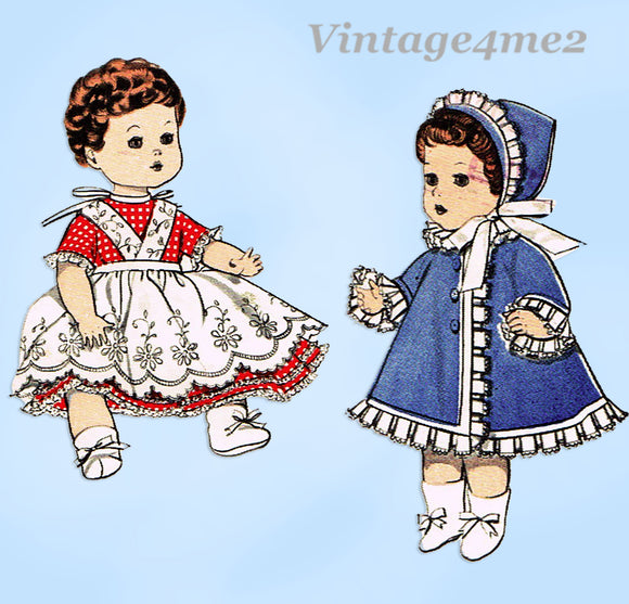 Butterick 8351: 1950s Cute 8in Diminutive Doll Clothes Set Vintage Sewing Pattern