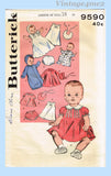 1950s Vintage Butterick Sewing Pattern 9590 Cute 16 Inch Baby Doll Clothes Set