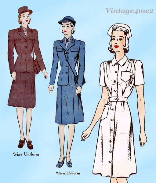 1940s Vintage Singer Manikin Doll Clothes Sewing Pattern Butterick Designs Set 4 WAC WAVES