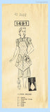 Mail Order 1491: 1940s Farm Kitchen Apron  Vintage Sewing Pattern Plus Size 42 Bust