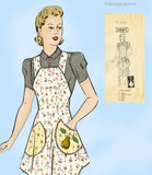 Mail Order 1491: 1940s Farm Kitchen Apron  Vintage Sewing Pattern Plus Size 42 Bust