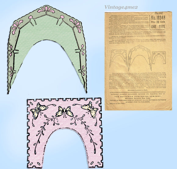 1910s Vintage Butterick Embroidery Transfer 10348 Rare Uncut Dress Collar Motifs