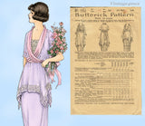1920s Vintage Butterick Sewing Pattern 1913 Misses Dress w Drape Over Tunic 36 B