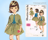 1960s Original Vintage Butterick Pattern 2861 Cute Toddler Girls 3 Piece Suit Sz 5