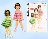 Butterick 3058: 1960s Toddler Girls Ruffled Bloomer Dress Sz 3 Vintage Sewing Pattern