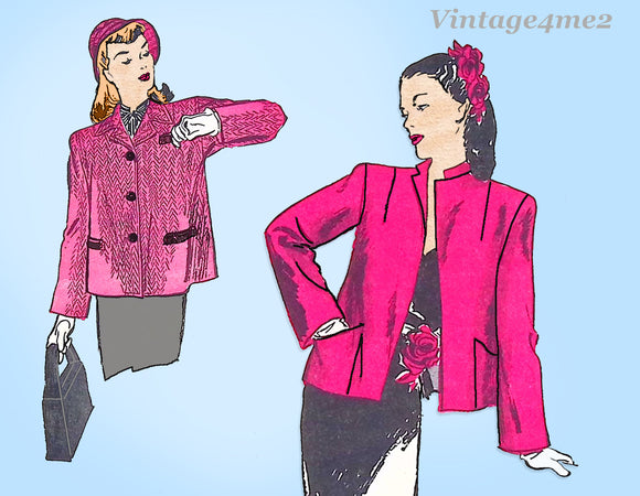 Butterick 3150: 1940s Chic Uncut Misses Evening Jacket 36B Vintage Sewing Patter
